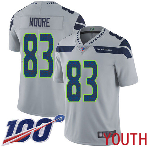 Seattle Seahawks Limited Grey Youth David Moore Alternate Jersey NFL Football #83 100th Season Vapor Untouchable